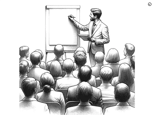 Animated loop of a live presentation with hand-drawn diagrams